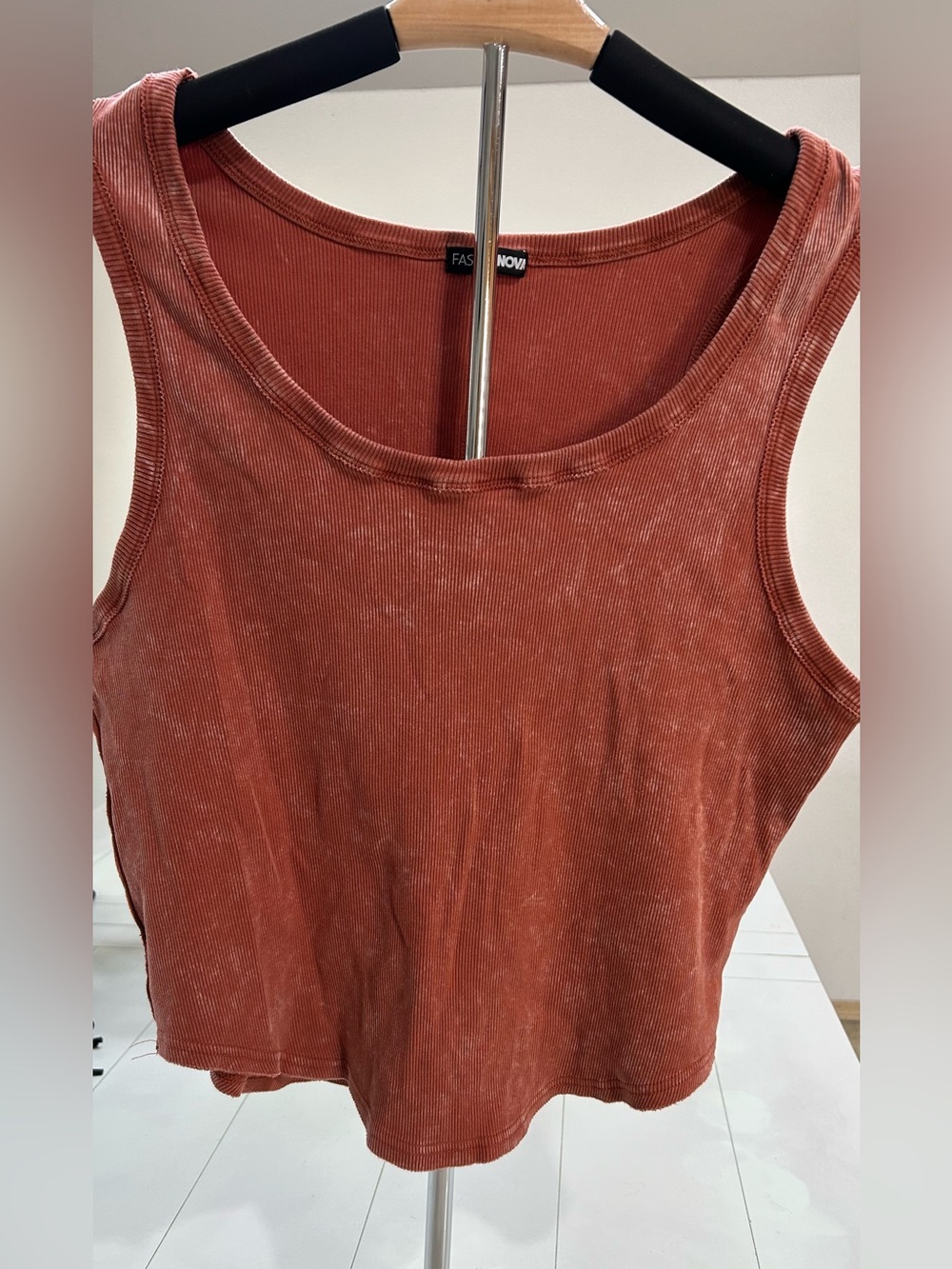 Fashion Nova Rust Red Ribbed Tank Top
